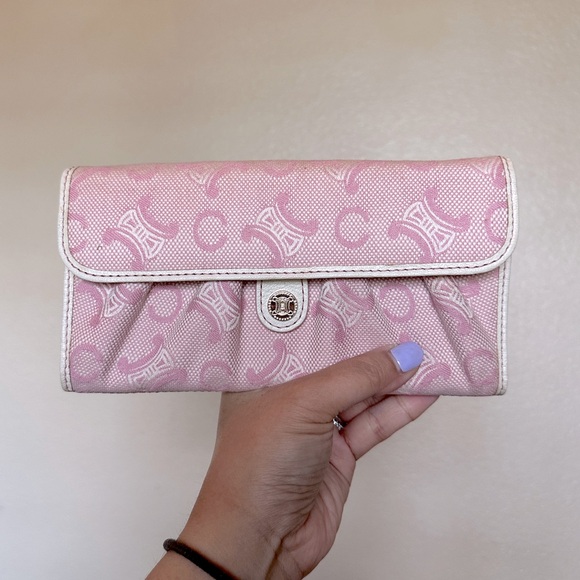 Celine Triomphe Canvas Wallet in Pink - Picture 1 of 16